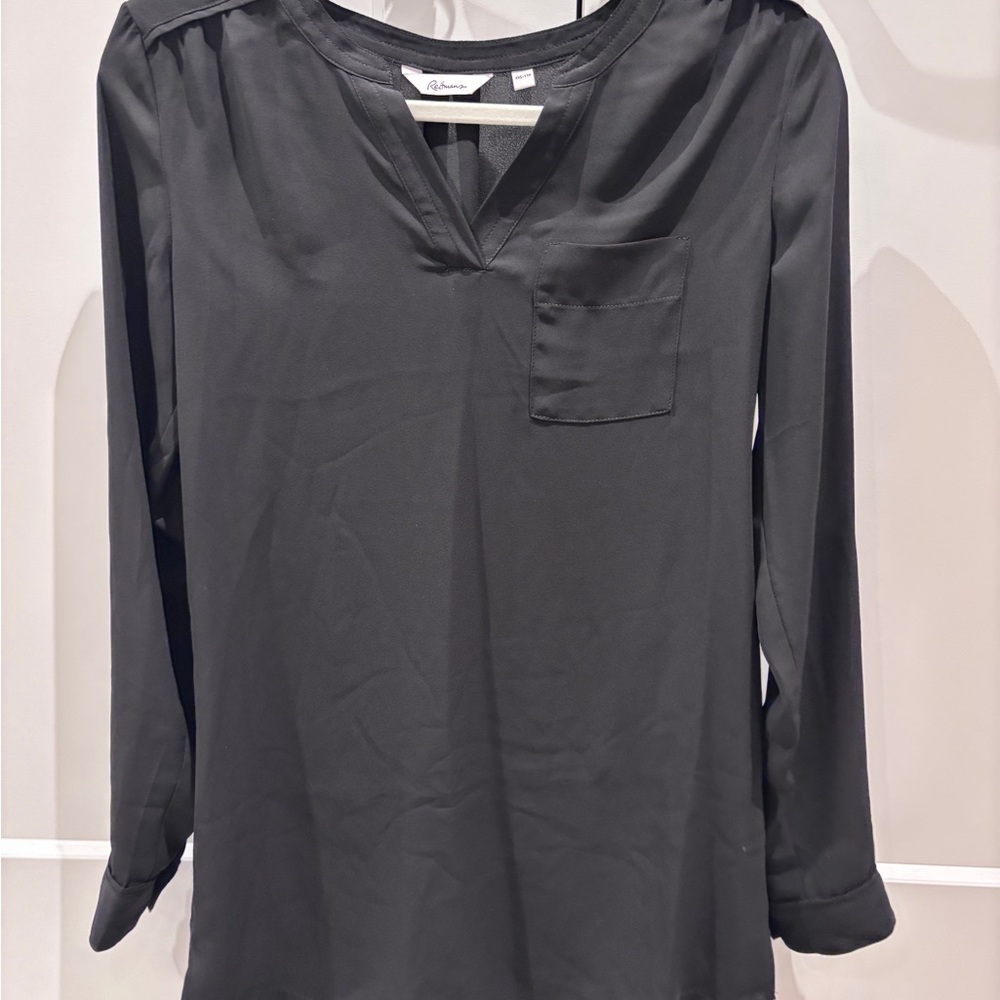 Reitmans Black Blouse with Pocket Detail